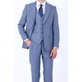 thumbnail image 3 of Suit, Vest Dovetail Collar Slim Fit Handmade Light Navy Blue Stylish Men's Business Suit, 3 of 4