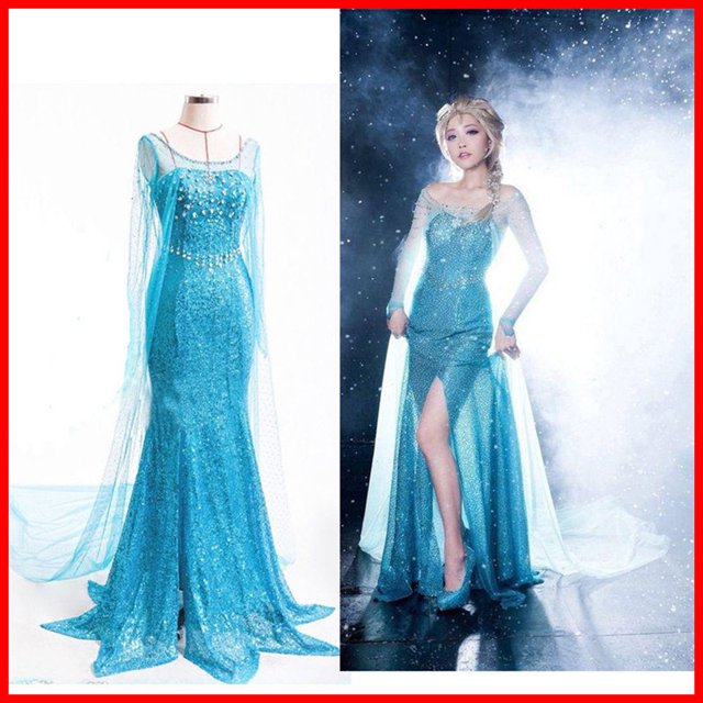 Frozen elsa Princesa Vestido Halloween cosplay Adulto Queen Dress Disfraz