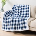 thumbnail image 2 of Manta PAVILIA Buffalo Plaid Sherpa blanco/azul marino, 150 x 200 cm, 2 of 9