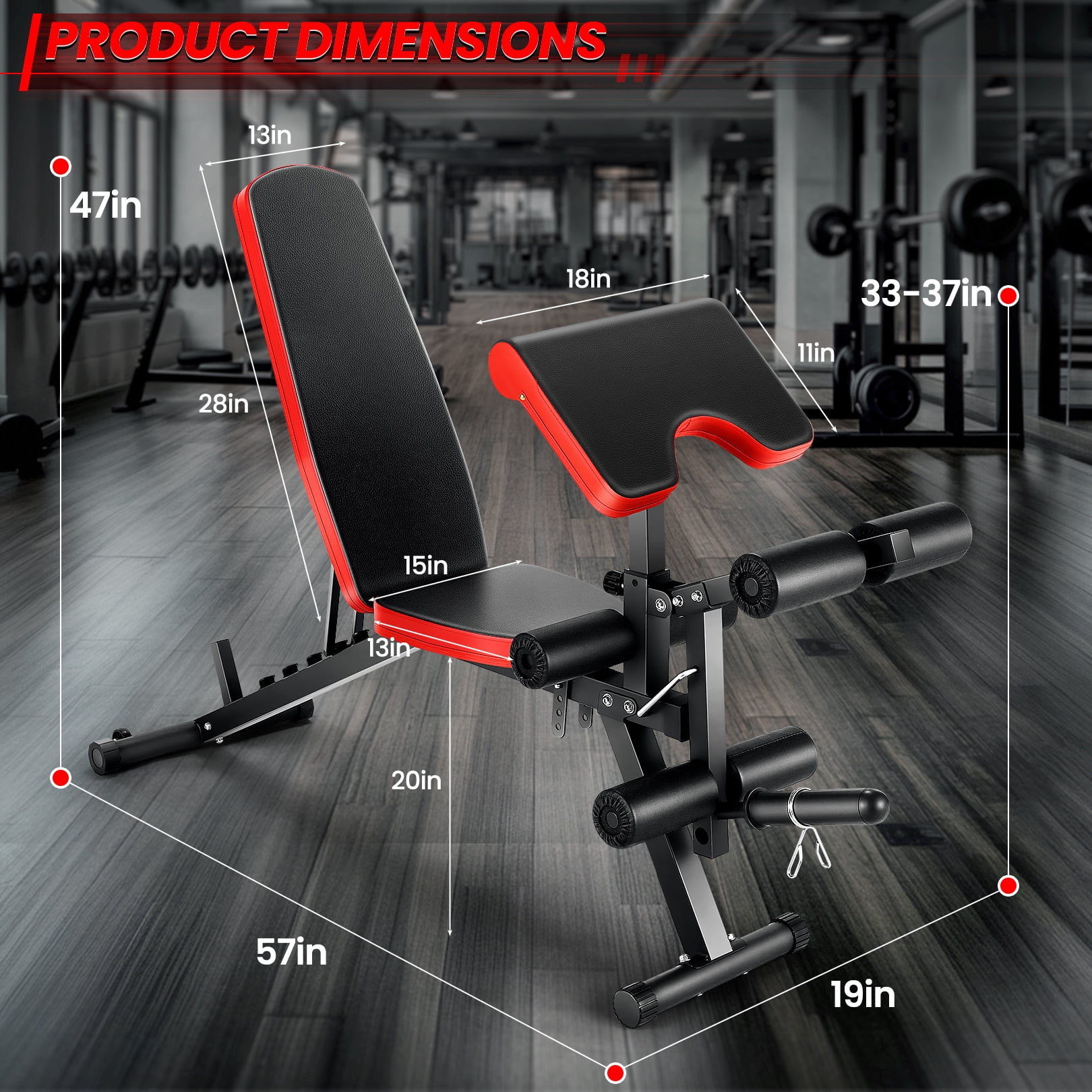 VIBESPARK Adjustable Weight Bench with Leg Extension and Leg Curl, 800LBS Workout Bench Press with Preacher Pad & Wheels, Olympic Weight Bench Set for Home Gym Full Body Exercise Fitness