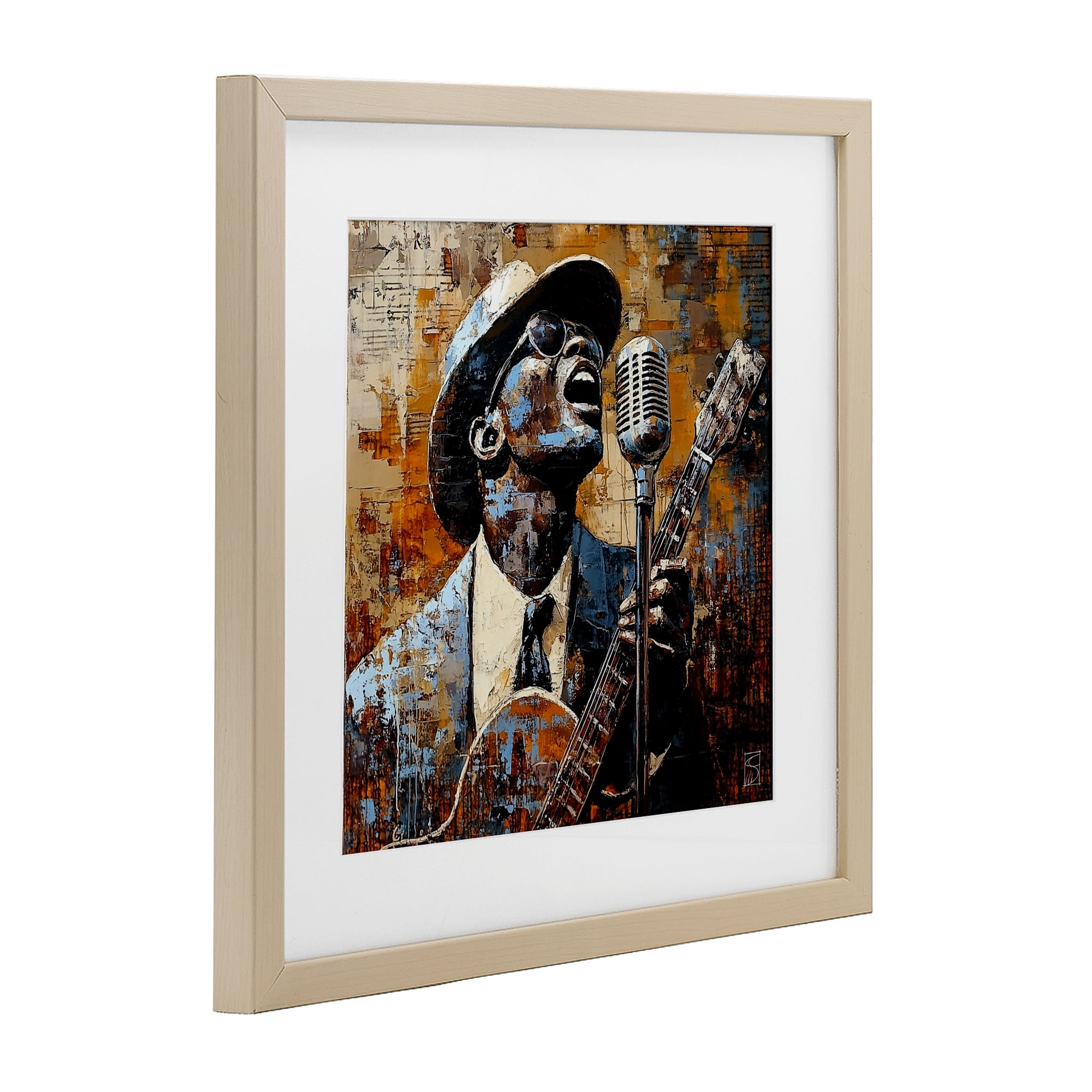 Stupell Industries Passionate Blues Singer Birch Framed Print Under Glass, design by Sara Culpepper