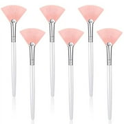 Maitys 6 Pcs Facial Brushes Fan Mask Brushes, Soft Mask Applicator Brush Tools Slim Makeup Brushes Cosmetic Tool for Peel Glycolic Mask Makeup and Mud Cream (Pink,5.91 Inch)