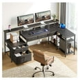 L Shaped Desk with Drawers, 64" Reversible Computer Desk with Power