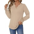 thumbnail image 2 of UVN Womens Fall Blouses Long Sleeve V neck Shirts Dressy Casual Smocked Cuffs Tunic Tops, 2 of 7