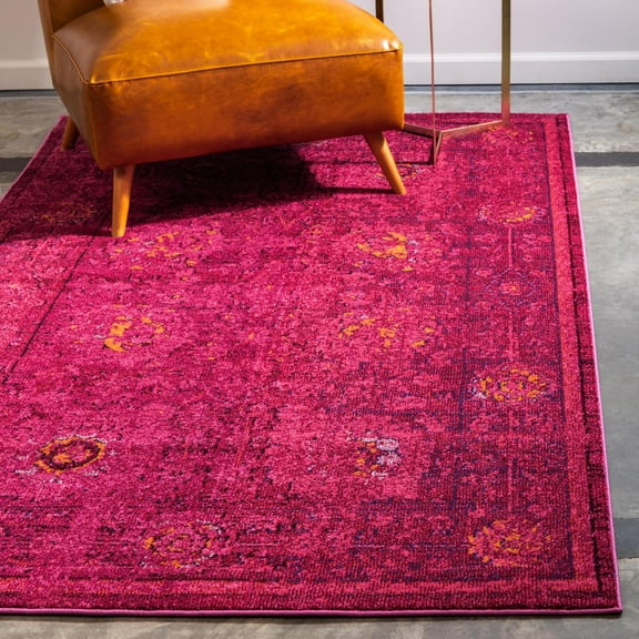 Unique Loom Medici Collection Area Rug - Salamanca (9' x 12' 2" Rectangle Magenta/Brown)