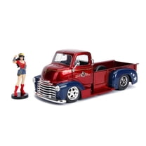 DC Comics Bombshells Wonder Woman & 1952 Chevy COE Pickup Die-castCar, 1:24 Scale Vehicle & 2.75 Collectible Figurine
