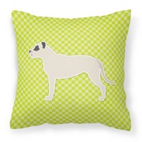 Carolines Treasures BB3867PW1818 Dogo Argentino Checkerboard Green Fabric Decorative Pillow