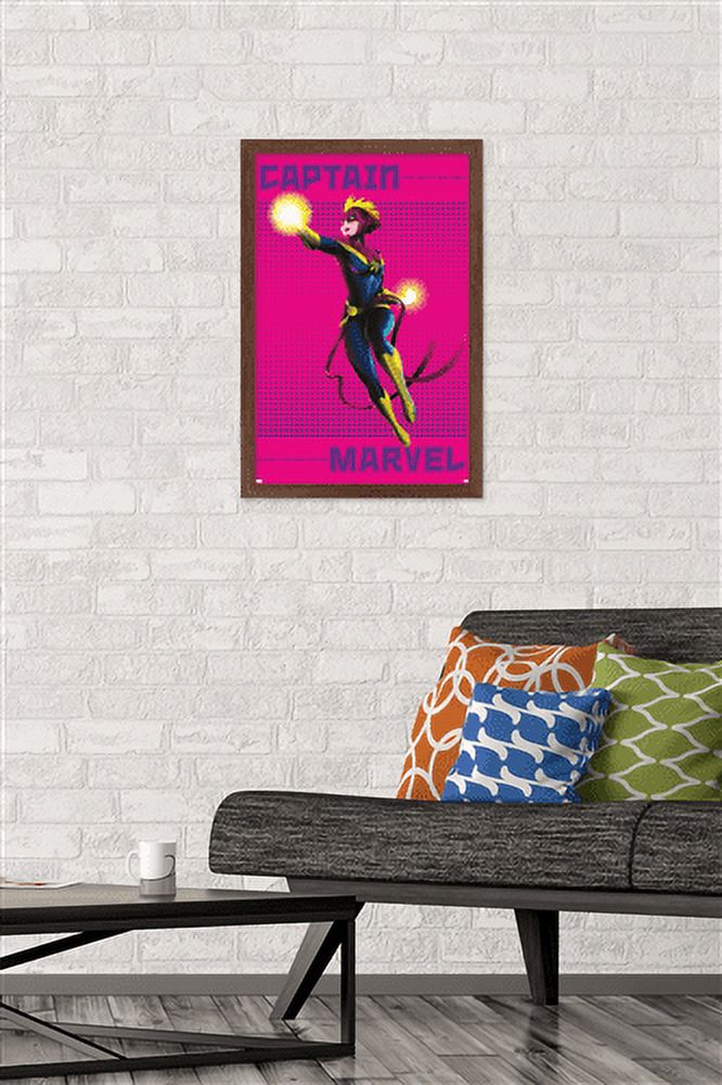 Marvel Shape of a Hero - Captain Marvel Wall Poster, 14.725" x 22.375", Framed