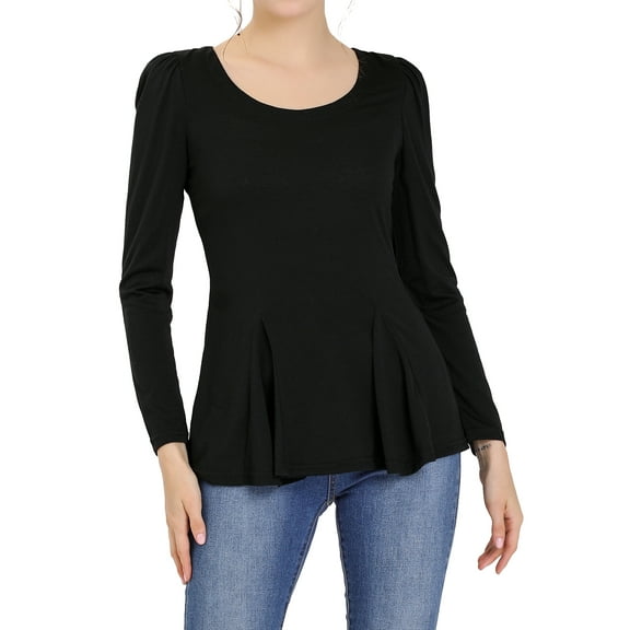 DARING DIVA Women's Long Sleeve Scoop Neck Top XS Black