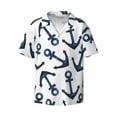 thumbnail image 5 of Picia Navy Blue Anchor Men's Linen Shirts Short Sleeve Cuban Beach Shirts Casual Shirts Button Down Shirt for Men Beach Summer Wedding Shirt-4X-Large, 5 of 7
