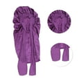 thumbnail image 2 of Unique Bargains 1 Pc Durable Bow Shower Cap for Bathroom Dark Purple Satin Fabric Stretch Fabric, 2 of 6