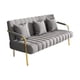 thumbnail image 3 of Sofá moderno, sofá cama futón, sofá de asiento ancho y suave, sofá de 3 plazas con patas de metal para oficina, habitación de invitados, salón, Gris, 3 of 9