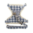 thumbnail image 2 of Kripyery Cat Harness Three-dimensional Pattern Buckle Adjustment Cartoon Comfortable Break Free Dress Up Cloth Plaid Design Cat Leash for Outdoor, 2 of 7