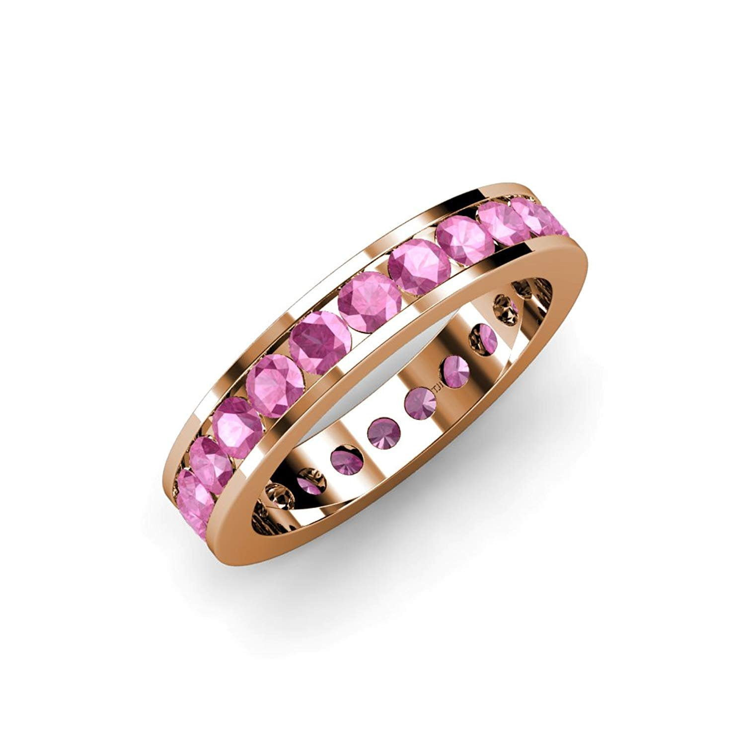 Pink Sapphire Channel Set Eternity Band 2.00 ct tw to 2.42 ct tw in 14K Rose Gold.size 5.5 by TriJewels
