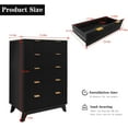 thumbnail image 2 of Senfot 5 Drawer Dresser for Storage and Organization, Dresser for Bedroom, Fluted Panel Wooden Chest of Drawers, Tall Modern Dresser Organizer for Closet, Living Room, Hallway, Black, 2 of 8
