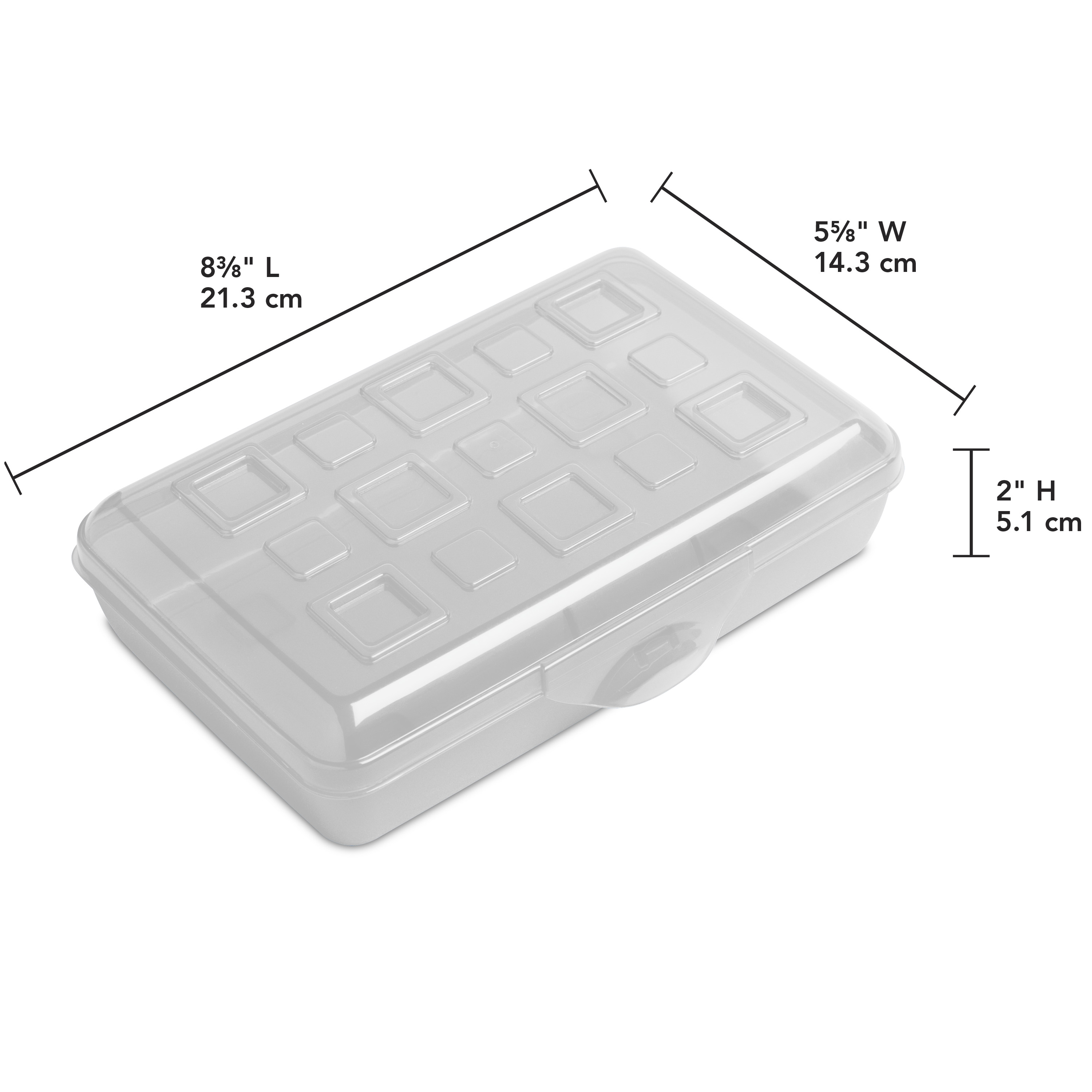 Caja de Lápices Pequeña Sterilite, Estuche de Plástico con Tapa con Bisagra y Cierre de Presión, Almacenamiento Portátil para Útiles Escolares, Transparente 2