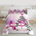 thumbnail image 2 of Manfei Kawaii Pink Snowman Full Size Comforter Sets for Kids, Merry Christmas Bedding Comforter Set, Cartoon Dots Xmas Tree Reversible Bedding Sets, Super Cozy Room Decor, 3-Piece, 2 of 8