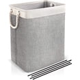 thumbnail image 1 of Laundry Hamper with Handles, Collapsible Laundry Hamper Laundry Hamper Built-in Lining with Rope Handles Brackets Laundry Storage Organizer for Bathroom Toys Clothes 65L Gray, 1 of 8