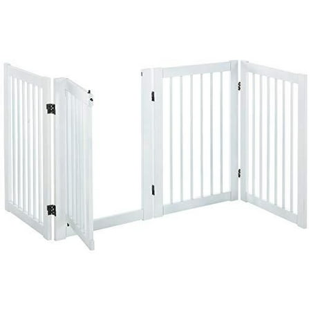 PawHut Barrière pour animaux de compagnie en bois autoportante pour chien d'intérieur  Barrière de sécurité pour barrière de porte pliable avec porte ouverte en  forme de Z 4 panneaux 