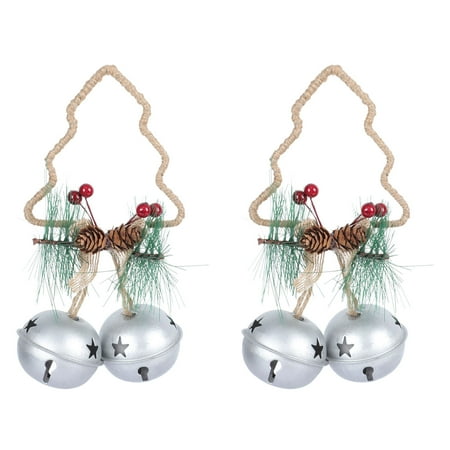 

2PCS Xmas Iron Art Double Bell Pendant Home Wall Hanging Decor Xmas Bell Pendant