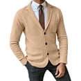 thumbnail image 4 of USNSM Mens Shawl Collar Blazer Knit Sweater Fashion Cardigan Button Down Jacket Slim Fit Open Front Long Sleeve Coats Yellow L, 4 of 6
