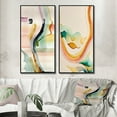 thumbnail image 1 of Designart "Waves of Multicolor Abstraction III" Abstract Minimalism Framed Wall Art Set Of 2 - Green Abstract Framed Canvas Set For Living Room Decor, 1 of 6