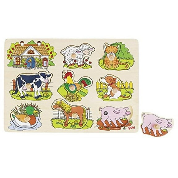 goki plug animal sounds farm puzzle (8 piece)