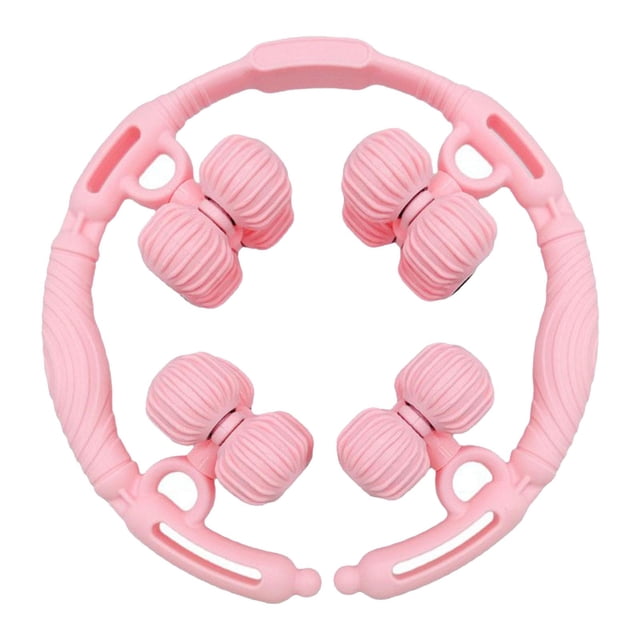 Drezz Rouleau de Massage pour Jambes à 16 Roues Outil de Massage Fesses Cou Cuisses Dos Rouleau pour Muscles Rose