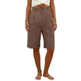 thumbnail image 3 of Linen Shorts for Women High Waisted Wide Leg Summer Casual Bermuda Shorts with Pockets, 2XL, 3 of 4