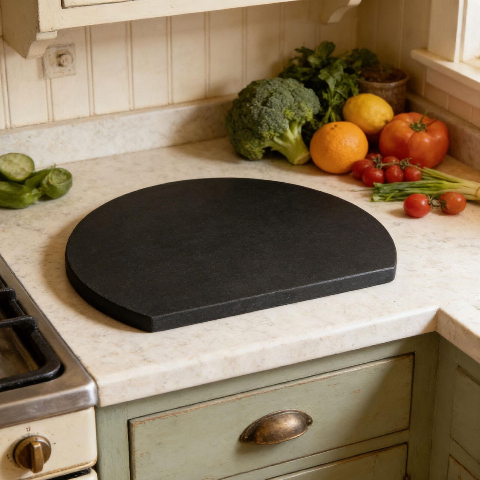 Dualoai Chopping Board Convenient Half Round Cutting Mat for Fruits Vegetables Meats Black S