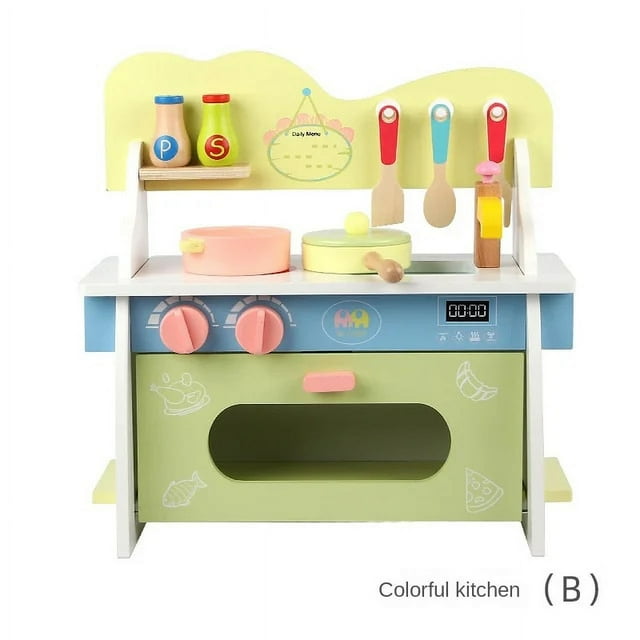 DokiToy Children‘s Simulated Home Cooking Kitchenware Set Wooden Colorful Kitchen Toys Removable Gas Cooker 2023 Dropshopping