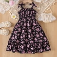 thumbnail image 6 of XAOFW Floral Print Trimmed Dresses For Girls Sleeveless Partywear Dress With Bow And Ruffled Hem Birthday Party Cozy Sundresses, 6 of 8