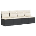thumbnail image 4 of Bowery Hill Contemporary Synthetic Poly Rattan Garden Sofa in Black And Cream, 4 of 18