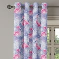 thumbnail image 3 of Ambesonne Flamingo Grommet Curtain, Tropical Palm Tree Leaves, 50"x60", Pale Pink and Lavender, 3 of 5