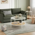 thumbnail image 2 of QinaQin 30 Inch Rattan Coffee Table, 2-Tier Round End Table, White, 2 of 7
