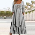 thumbnail image 2 of Spring Dresses for Women Casual 3/4 Sleeve Long Dress Fit and Flare A Line Basic Beach Vacation Work Maxi Dress 2025, 2 of 4