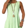 thumbnail image 6 of ZHYou Sleeveless Sundresses for Women Casual Striped Printed Crewneck Stretch Summer Vacation Beach Dresses Green L, 6 of 6