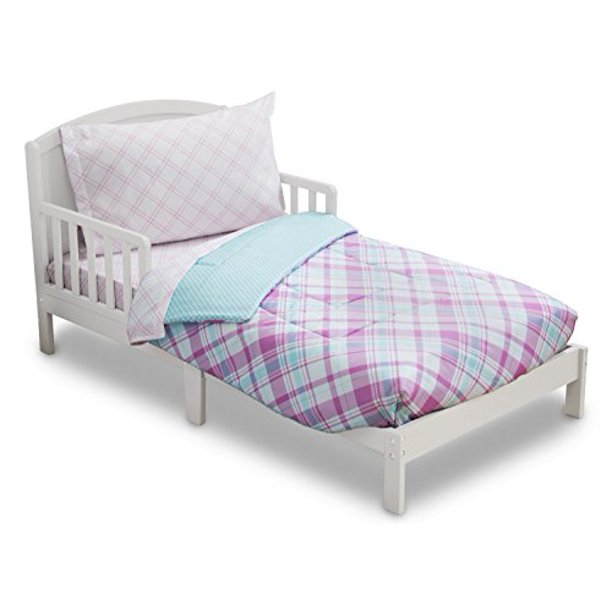Delta Children Reversible Girls Toddler 4 Piece Bedding Set (Fitted