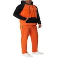 thumbnail image 3 of Men‘s Fitness Sports Pants Set Contrast Color Patchwork Drawstring Hooded Large Pocket Sweater + High Stretch Pants, 3 of 9
