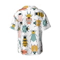 thumbnail image 5 of Uemuo Colorful Insects Pattern Cotton Linen Short Sleeve Shirts,Casual Lightweight Button Down Shirts,Vacation Beach Summer Tops-Small, 5 of 7