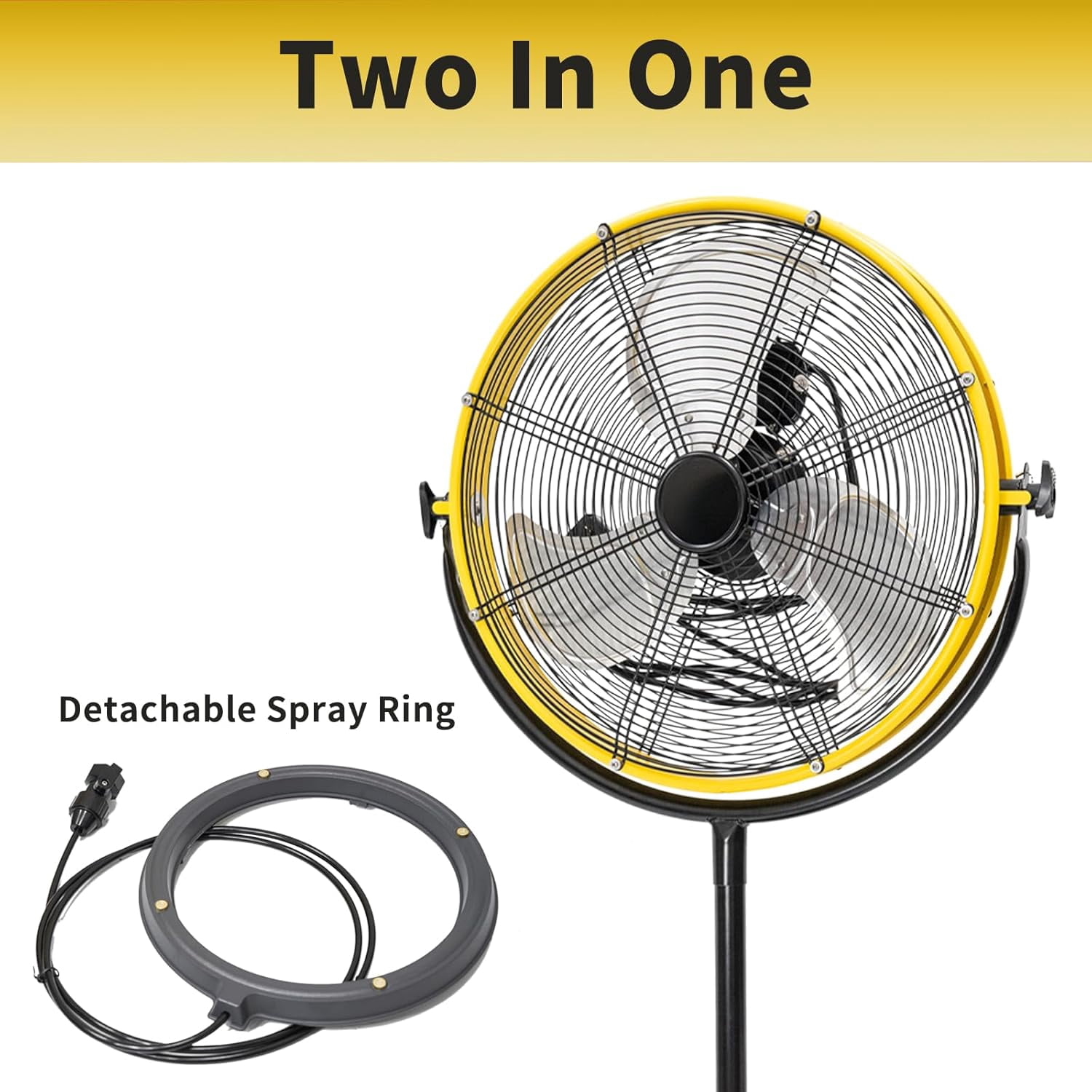 20-Inch Outdoor Misting Fan with Pedestal Stand, 4400 CFM, IP44 Enclosed Motor, Detachable Mist Spray Kit, 9ft Cord & GFCI Plug, 120-Degree Tilted Head, UL Outdoor Approved