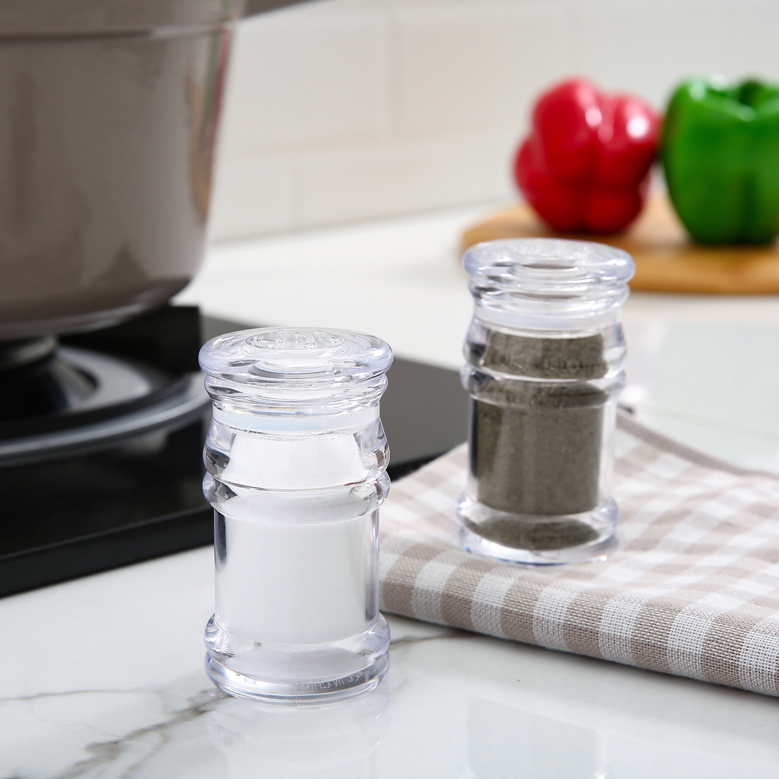 Mainstays Salt & Pepper Shaker, Clear, Ideal Use for Seasoning Storage and Serving