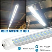 CNSUNWAY Single Pin Fa8 T8 LED Tube 8ft Dual Row Light Bulbs, 72W 6000K Cool, Ballast Bypass, Clear Cover, ETL Listed, 4-Pack