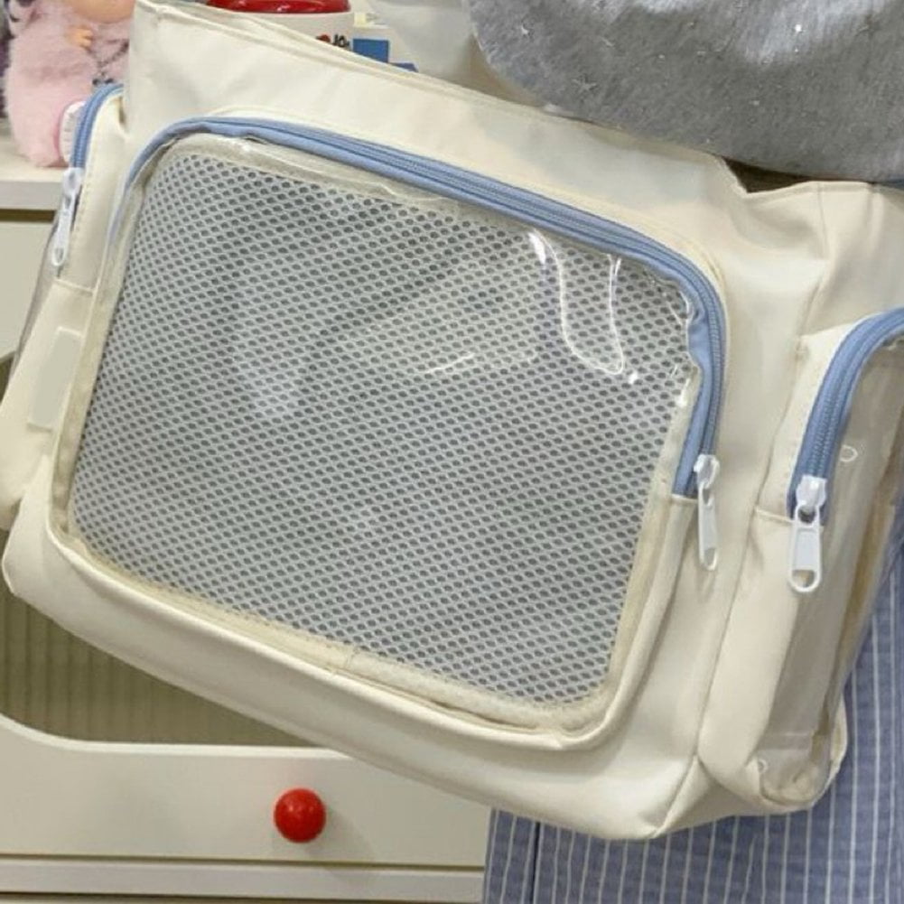 Hzzsbu Large Ita Messenger Bag Transparent Pin Display Crossbody