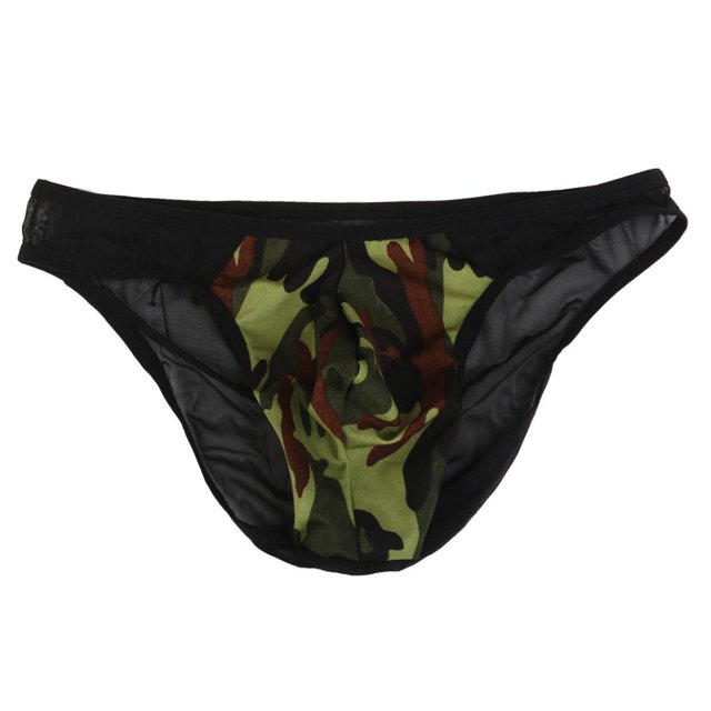 Los Hombres \ 's De Gasa Breve Malla Interior Suspensorio Braga Camuflaje Negro Baoblaze Gasa breve