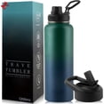 thumbnail image 1 of Termo de Acero Inoxidable para Agua Fría y 2 Tapas - Botella Térmica Metálica con Doble Pared para Mantener el Frío Gimnasio, Deportes y Oficina (Azul-Verde, 1.2 Litros), 1 of 4