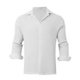 thumbnail image 4 of LIUJUNSHOP Men's Casual Long Sleeve Pleated Shirt Loose Fit Button Down Solid Color Everyday Comfort Top White XXXXXL, 4 of 5