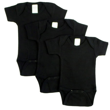 Bambini Black Short Sleeve Onesies Bodysuits, 3pk (Baby Boys or Baby Girls, Unisex)