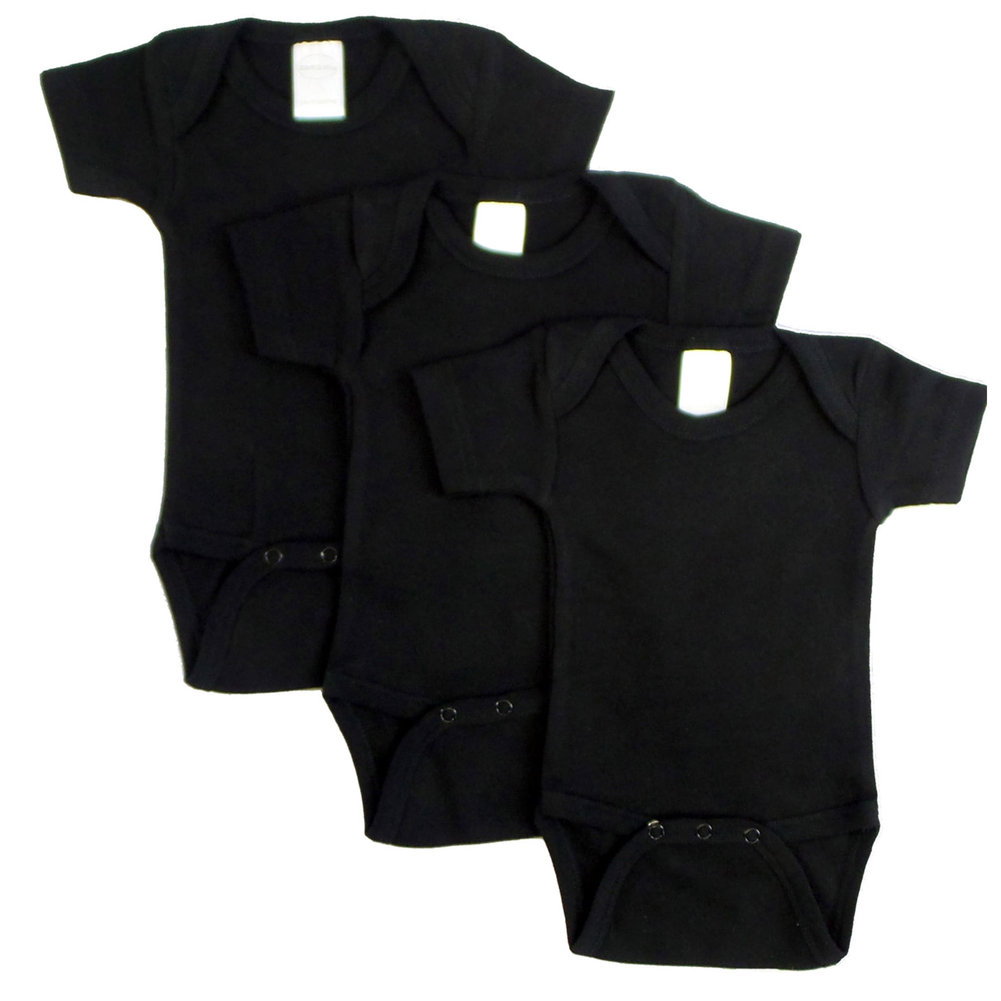 Bambini 100% Cotton Baby Bodysuit & One-Piece, Black, Newborn 0-6 Months, 3-Piece