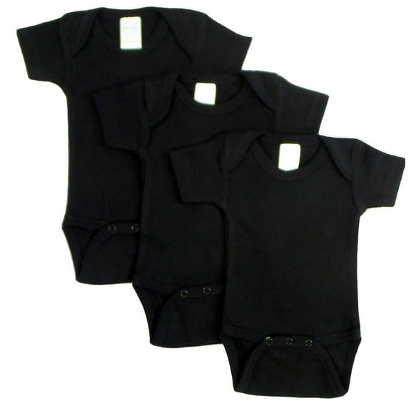 Bambini Black Short Sleeve Bodysuits Bodysuits, 3pk (Baby Boys or Baby Girls, Unisex)